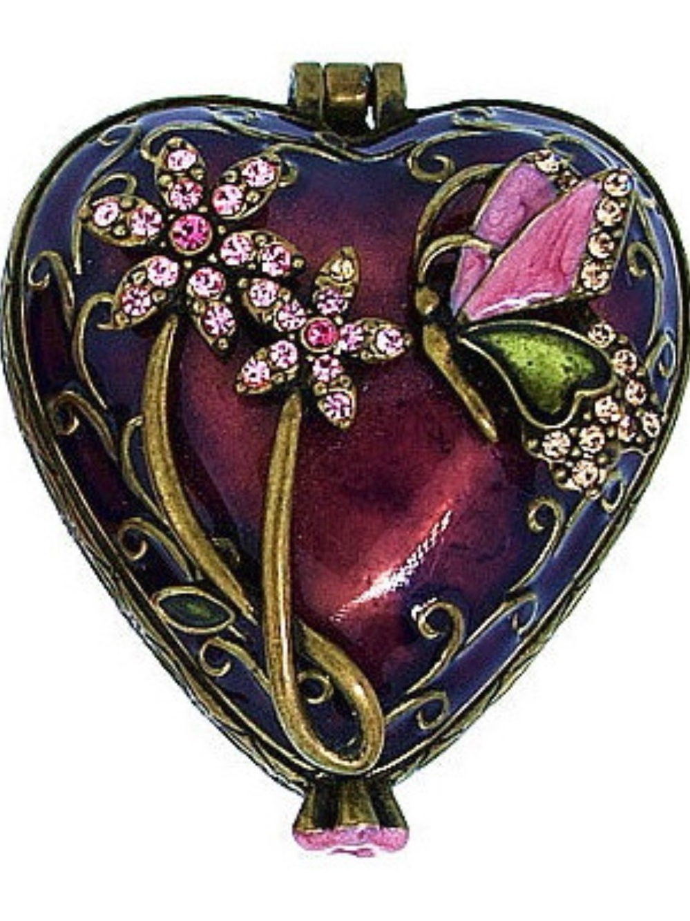 Heart-Shaped Floral Enamel Trinket Box
